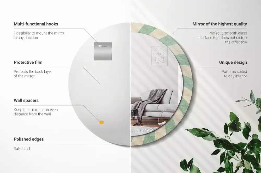 Espelho decorativo redondo Padrão pastel retrô