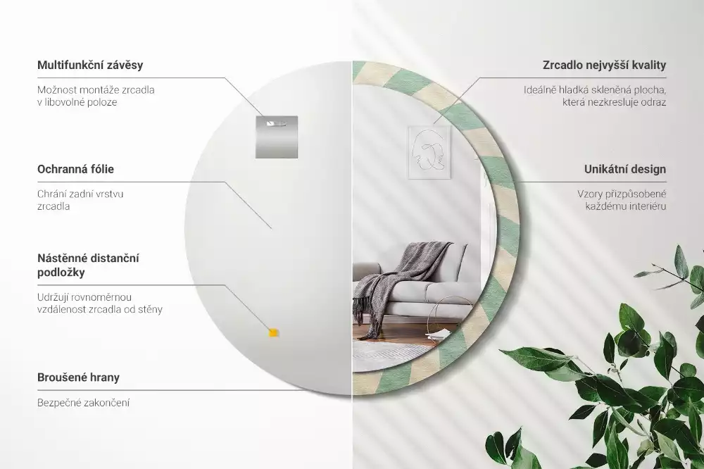 Espelho decorativo redondo Padrão pastel retrô