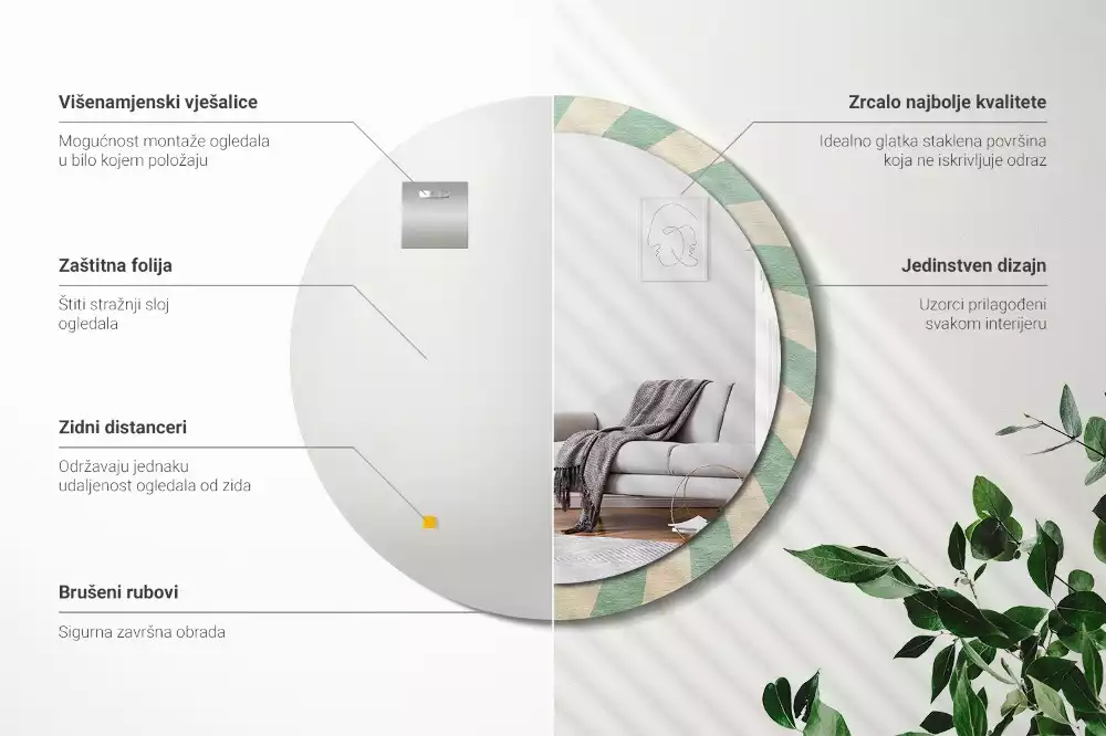 Espelho decorativo redondo Padrão pastel retrô