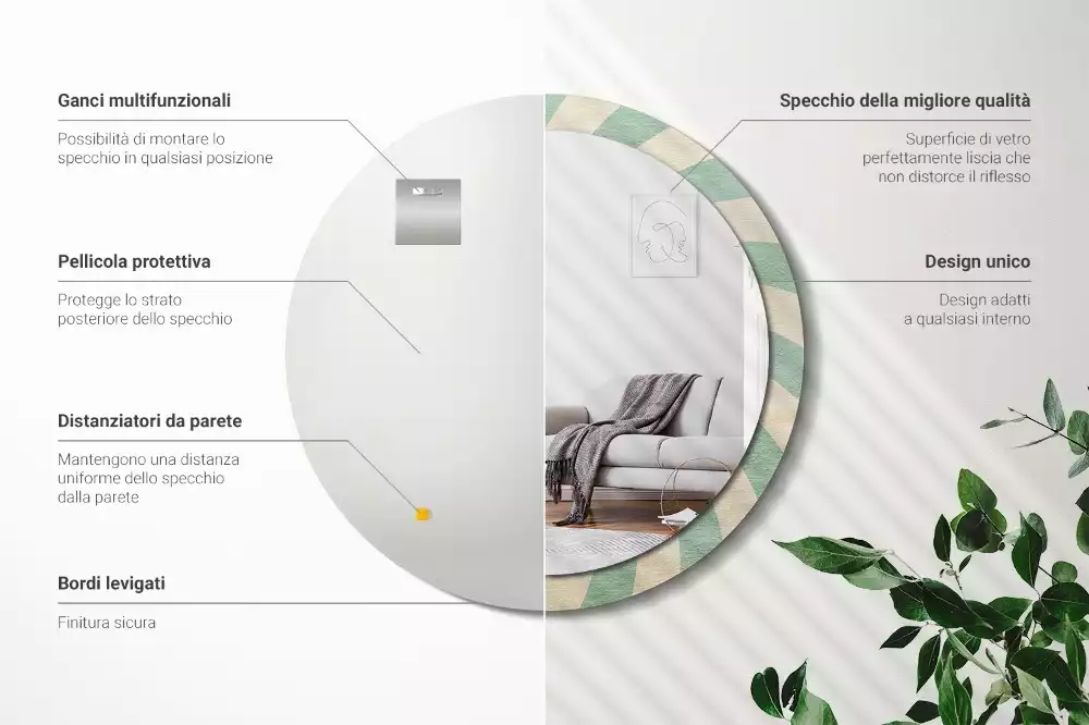 Espelho decorativo redondo Padrão pastel retrô