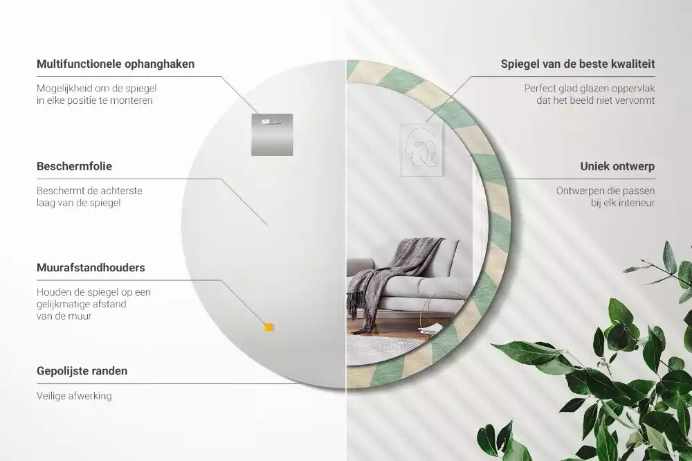 Espelho decorativo redondo Padrão pastel retrô