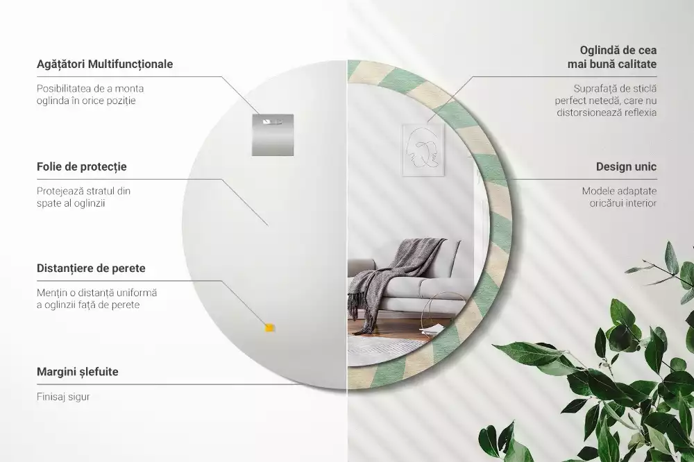 Espelho decorativo redondo Padrão pastel retrô