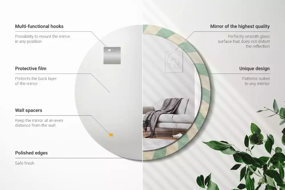 Espelho decorativo redondo Padrão pastel retrô