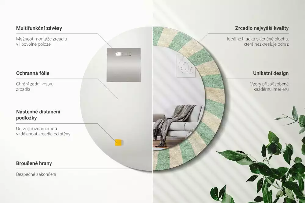 Espelho decorativo redondo Padrão pastel retrô