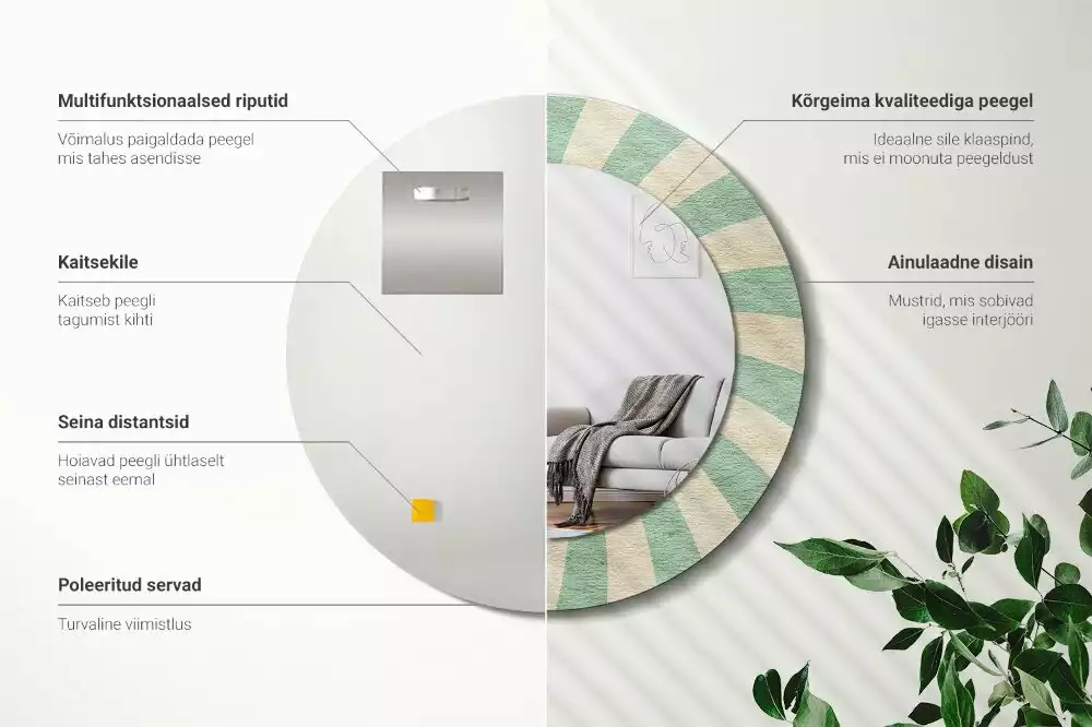 Espelho decorativo redondo Padrão pastel retrô