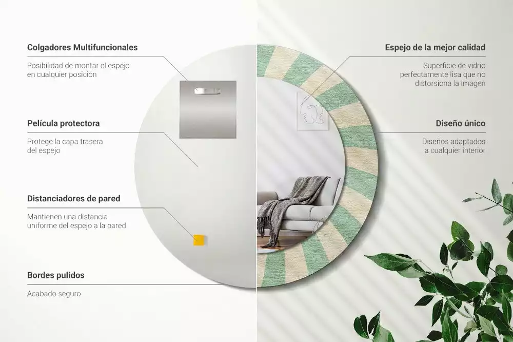 Espelho decorativo redondo Padrão pastel retrô