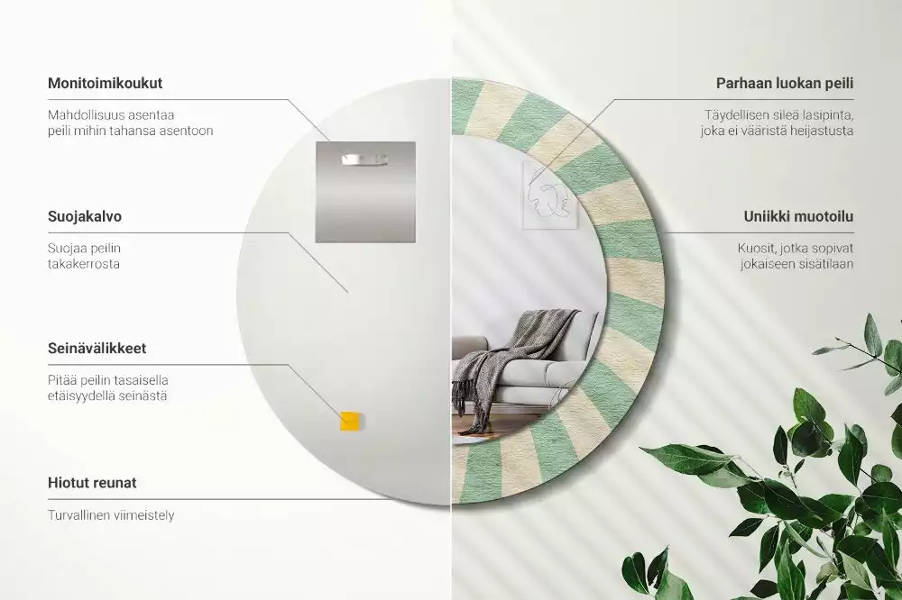 Espelho decorativo redondo Padrão pastel retrô