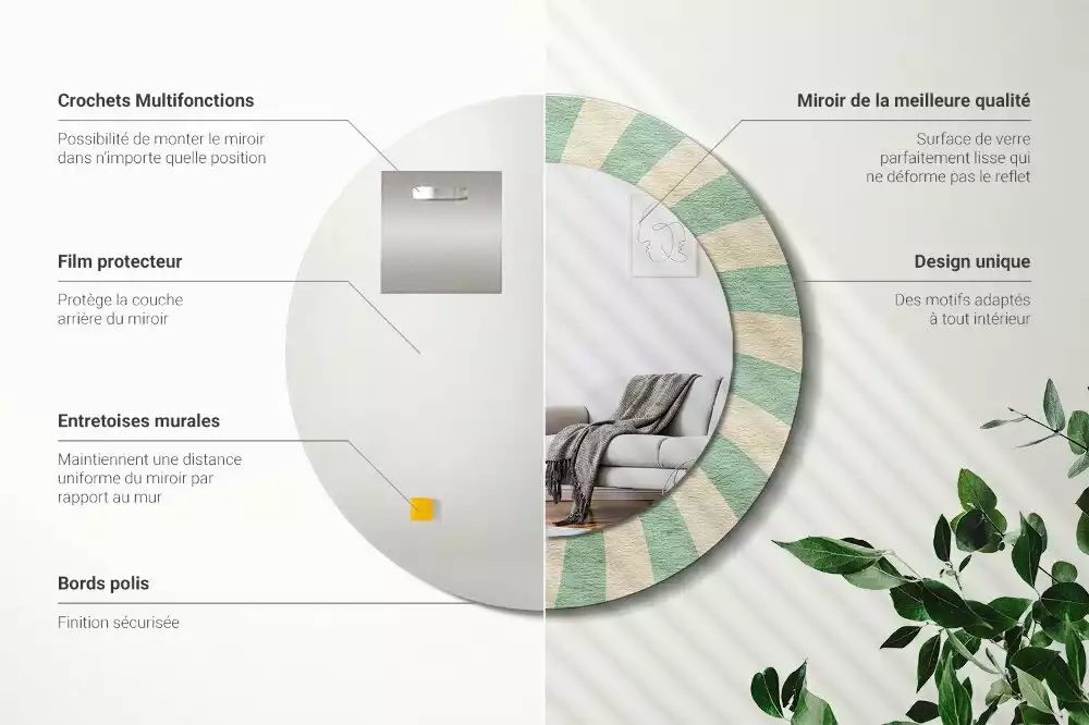 Espelho decorativo redondo Padrão pastel retrô