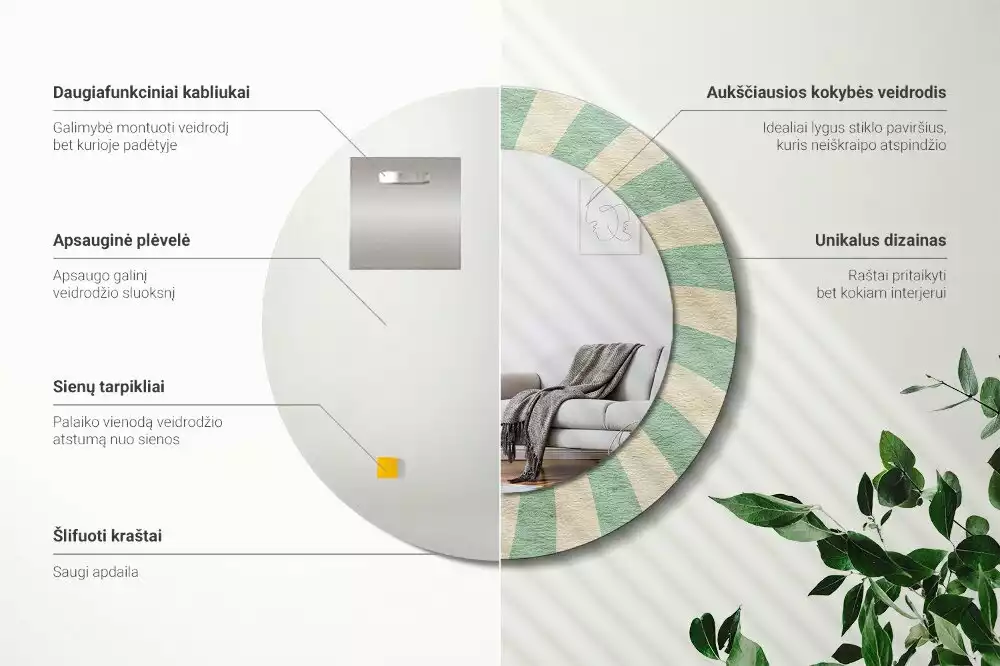 Espelho decorativo redondo Padrão pastel retrô