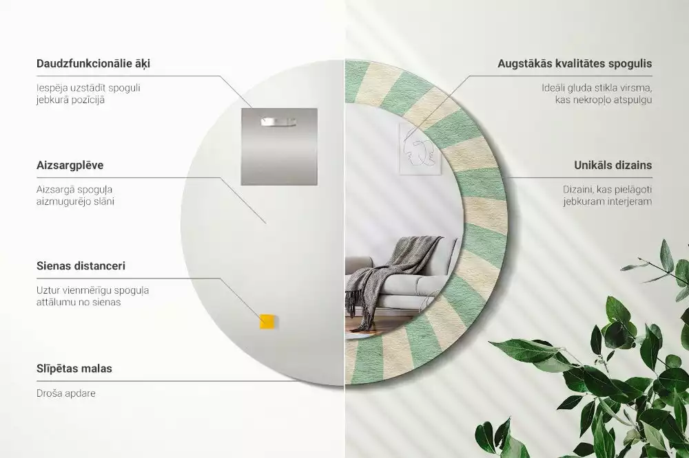 Espelho decorativo redondo Padrão pastel retrô