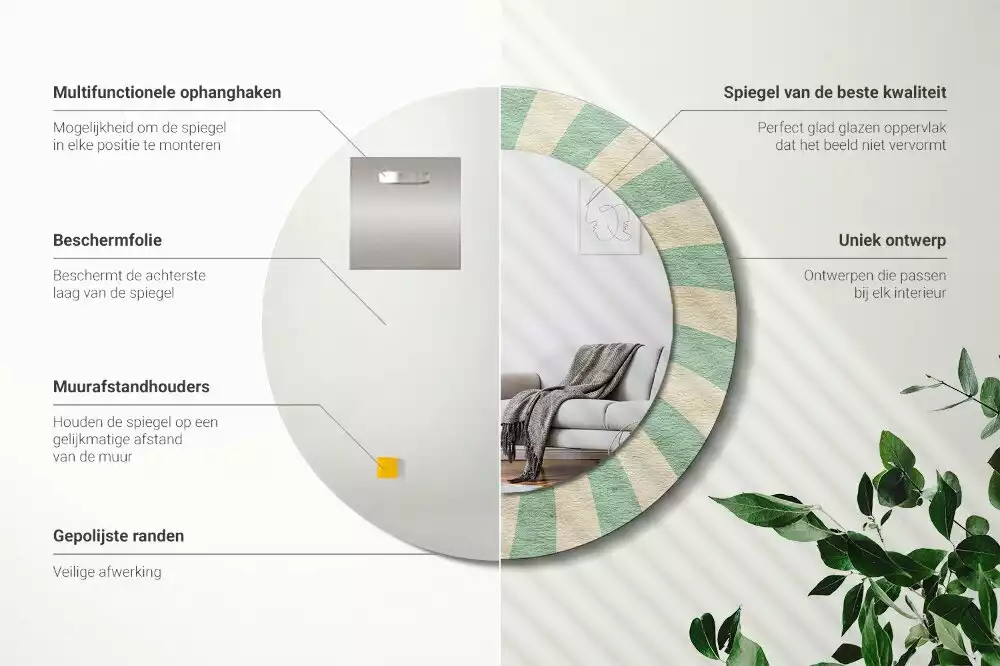 Espelho decorativo redondo Padrão pastel retrô