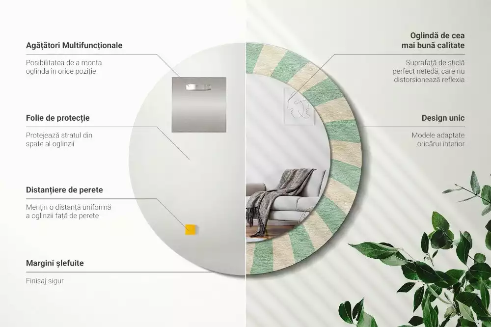 Espelho decorativo redondo Padrão pastel retrô