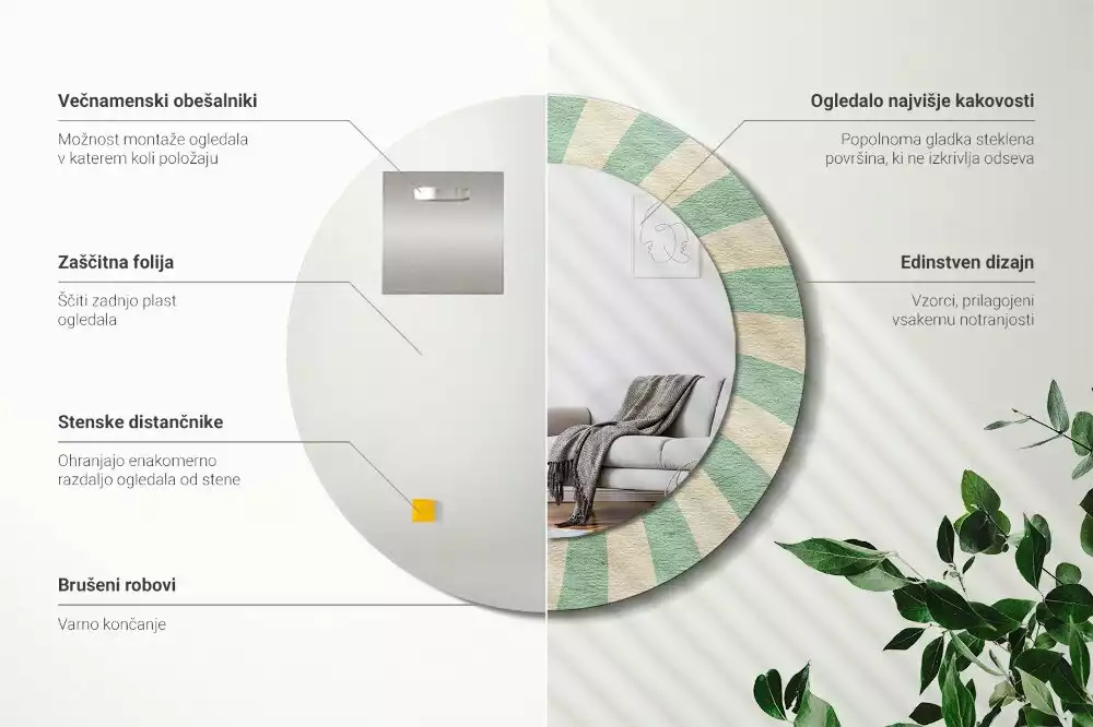 Espelho decorativo redondo Padrão pastel retrô