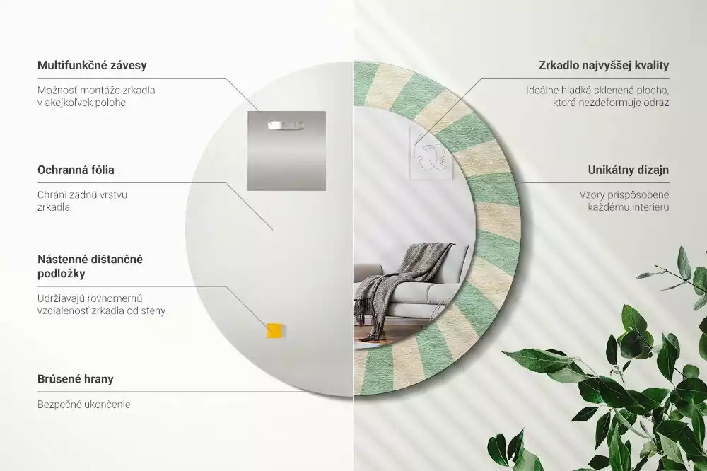 Espelho decorativo redondo Padrão pastel retrô