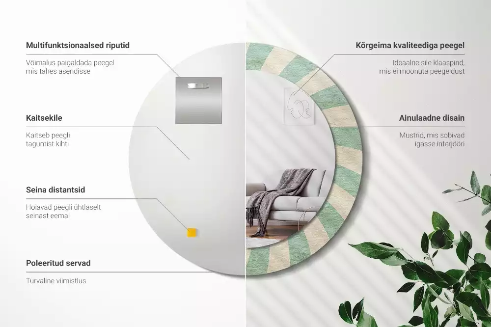 Espelho decorativo redondo Padrão pastel retrô