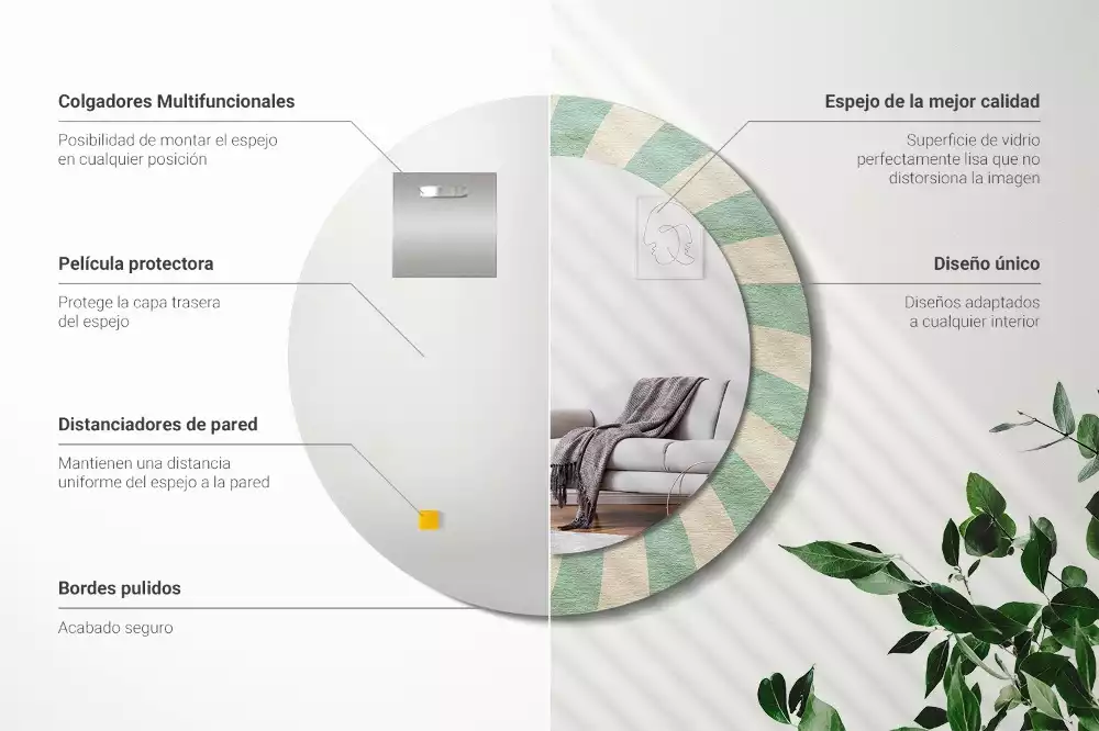 Espelho decorativo redondo Padrão pastel retrô