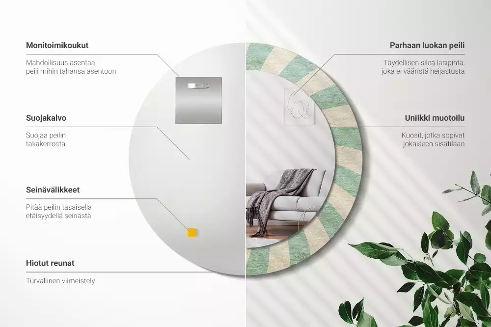 Espelho decorativo redondo Padrão pastel retrô