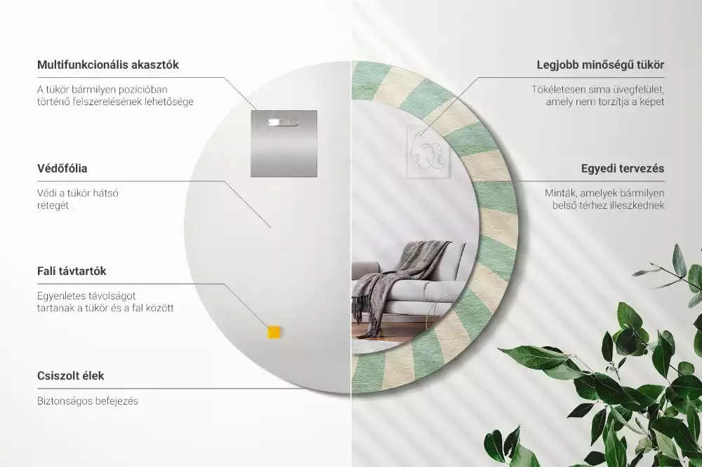 Espelho decorativo redondo Padrão pastel retrô