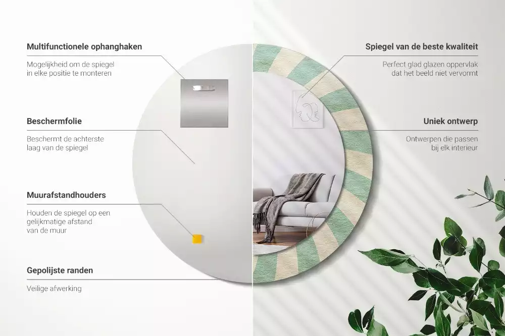 Espelho decorativo redondo Padrão pastel retrô