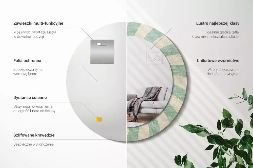 Espelho decorativo redondo Padrão pastel retrô