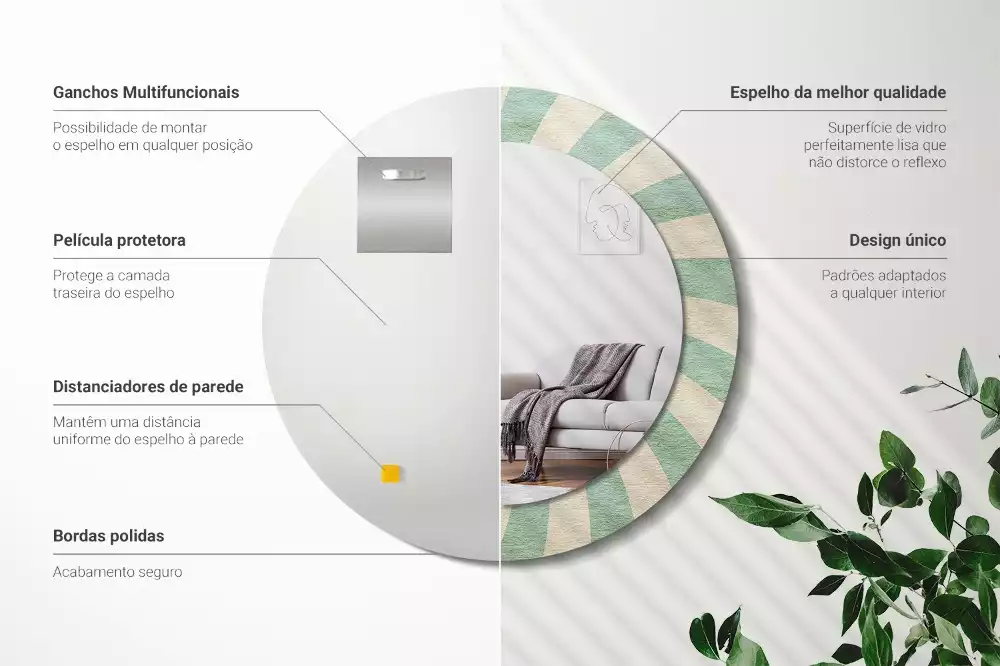 Espelho decorativo redondo Padrão pastel retrô