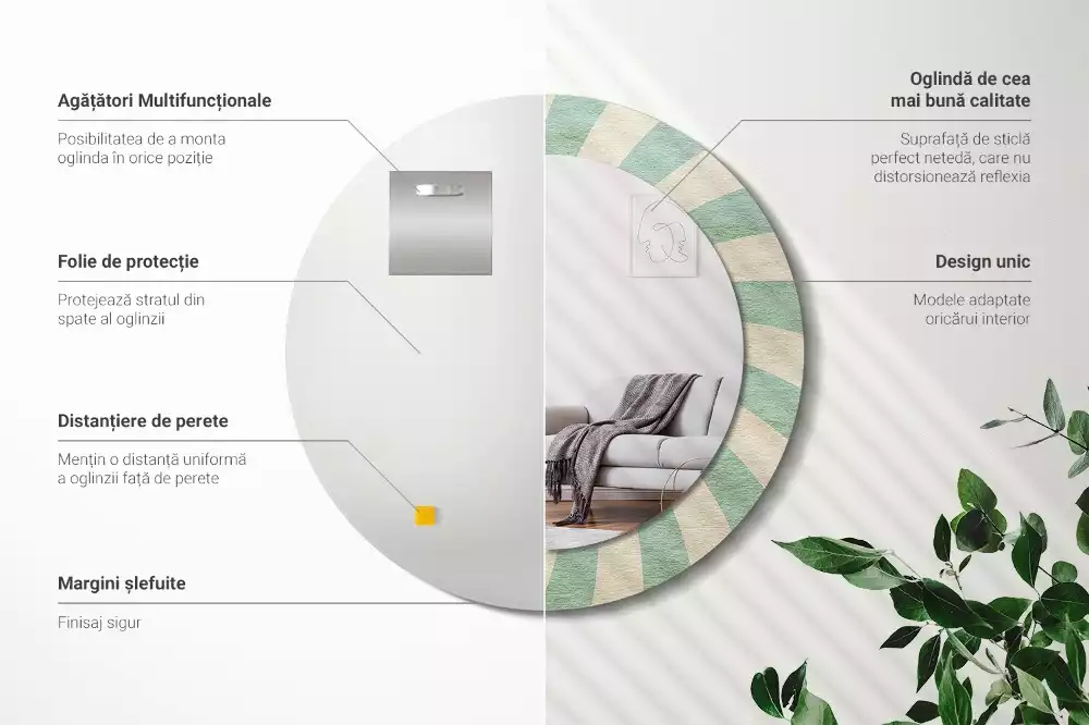 Espelho decorativo redondo Padrão pastel retrô