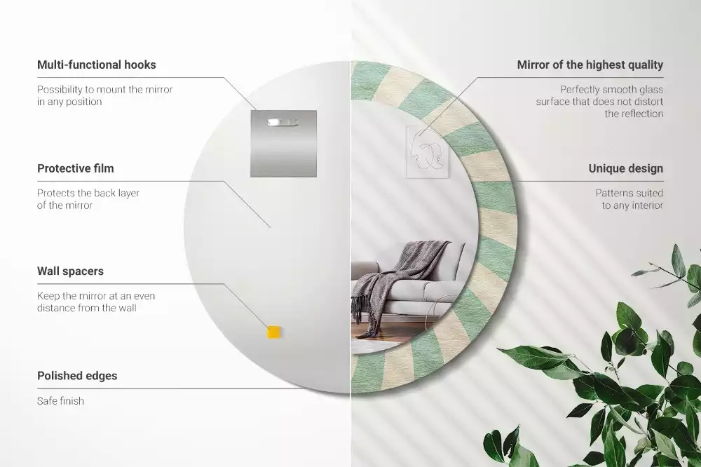 Espelho decorativo redondo Padrão pastel retrô