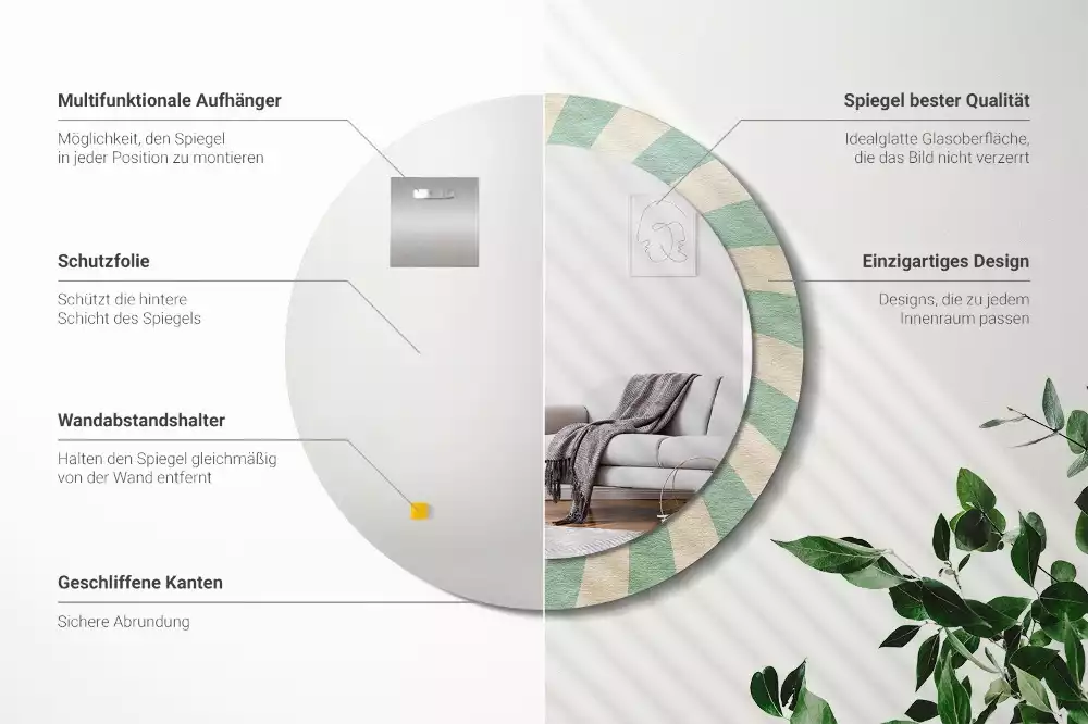 Espelho decorativo redondo Padrão pastel retrô