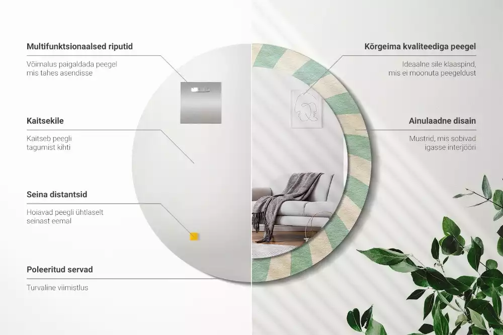 Espelho decorativo redondo Padrão pastel retrô