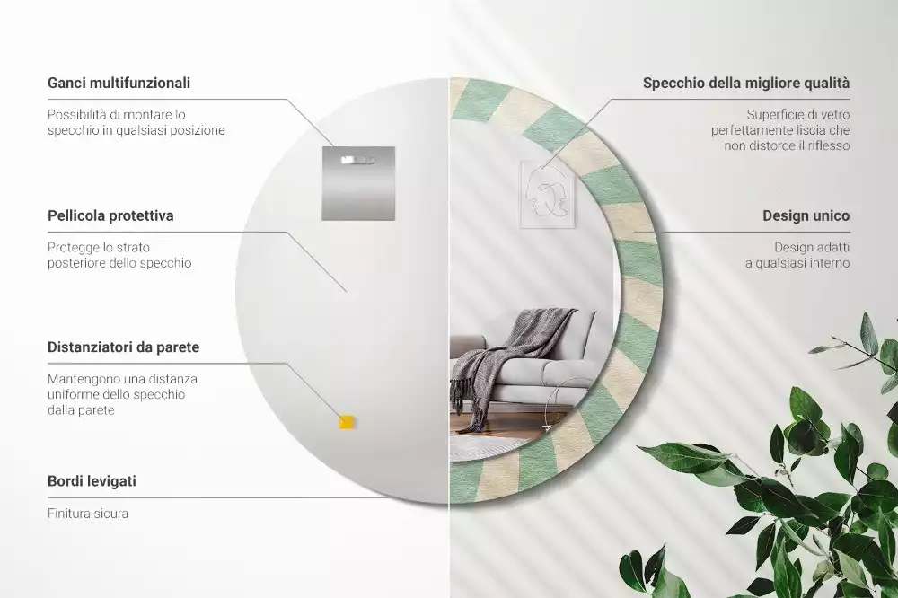 Espelho decorativo redondo Padrão pastel retrô