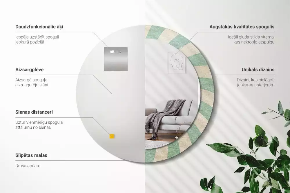 Espelho decorativo redondo Padrão pastel retrô