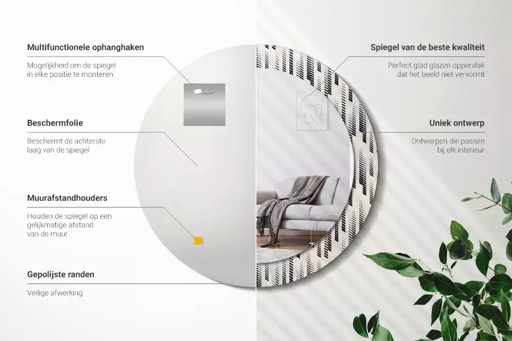 Espelho redondo decorativo Padrão listrado