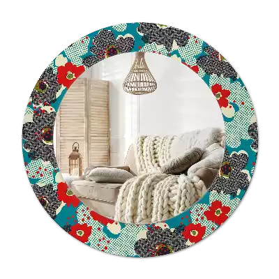 Espelho decorativo redondo Padrão de flores retrô