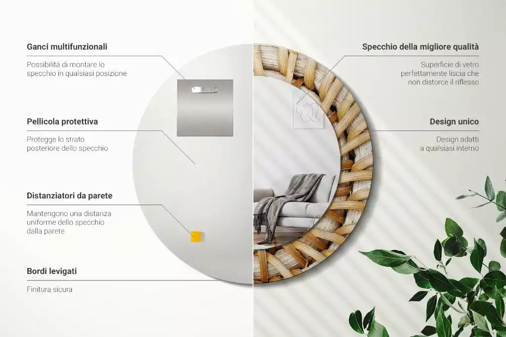 Espelho redondo decorativo Trança