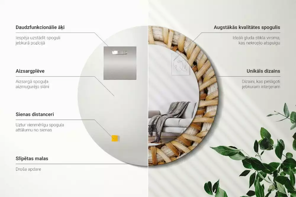 Espelho redondo decorativo Trança