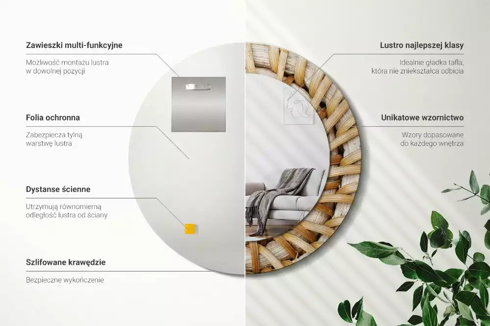 Espelho redondo decorativo Trança