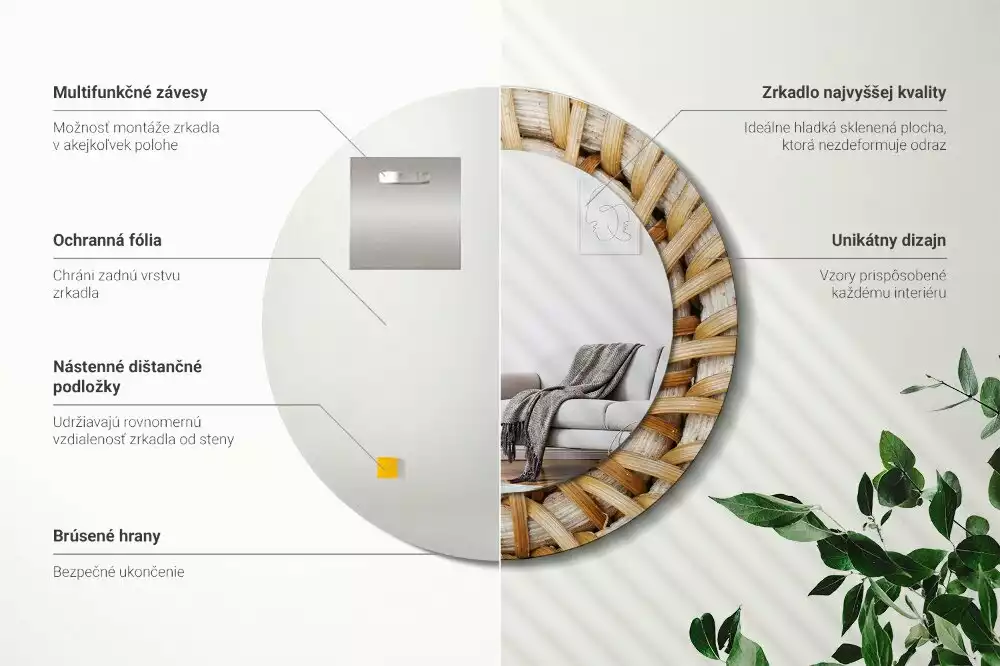 Espelho redondo decorativo Trança