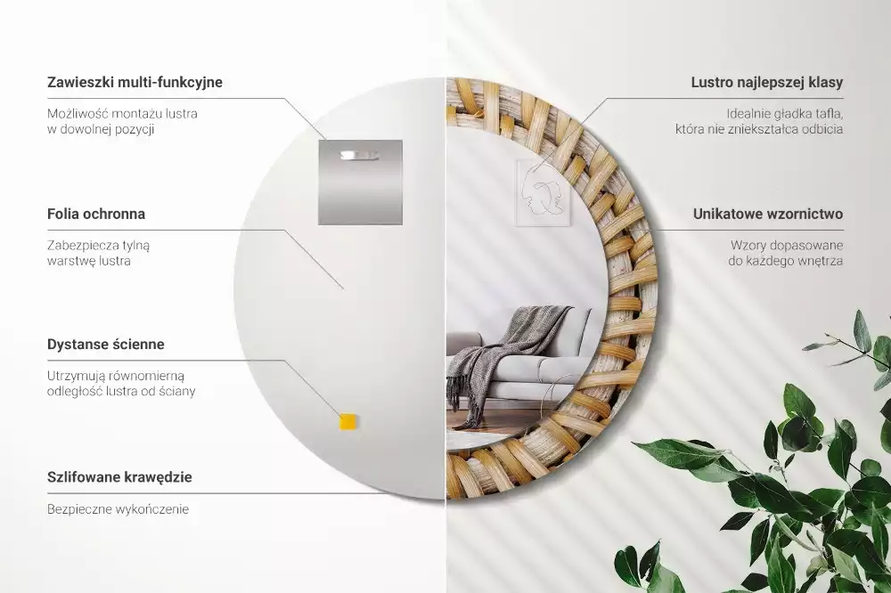 Espelho redondo decorativo Trança