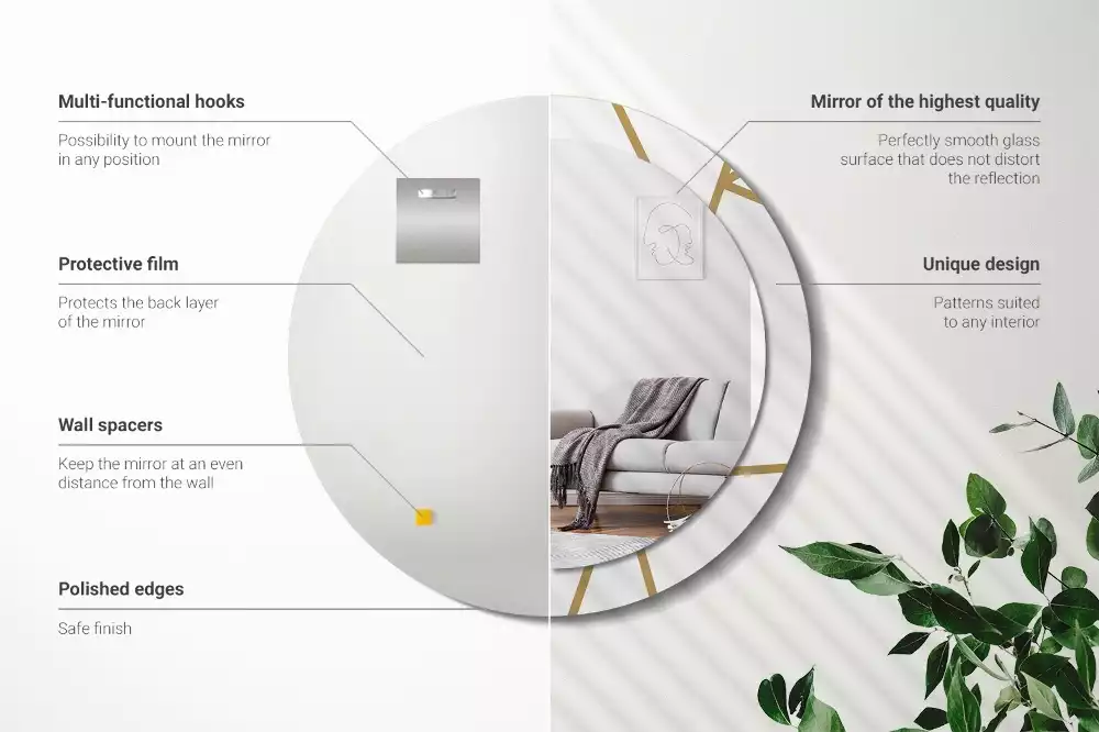 Espelho redondo decorativo Composição linear