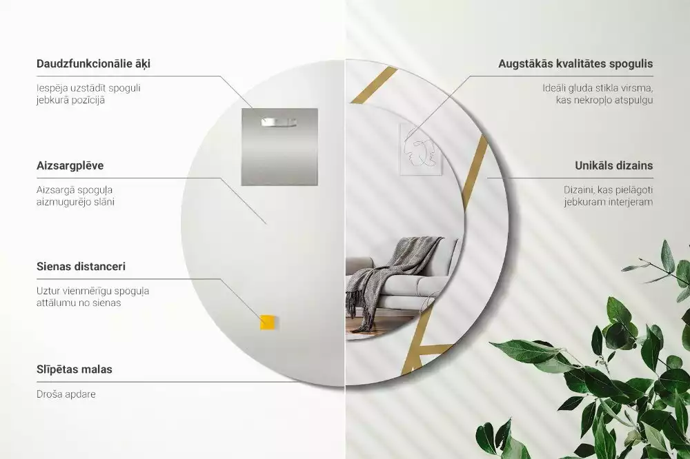 Espelho redondo decorativo Composição linear