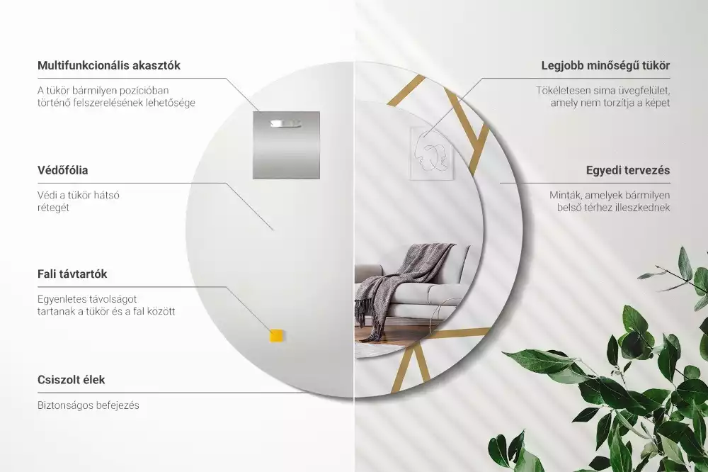 Espelho redondo decorativo Composição linear