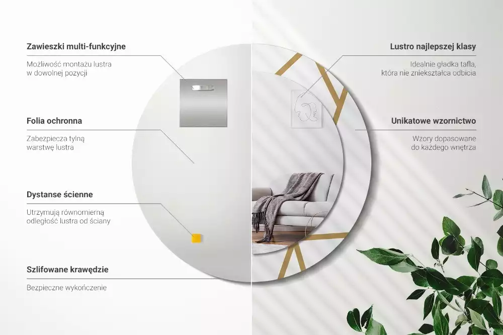 Espelho redondo decorativo Composição linear