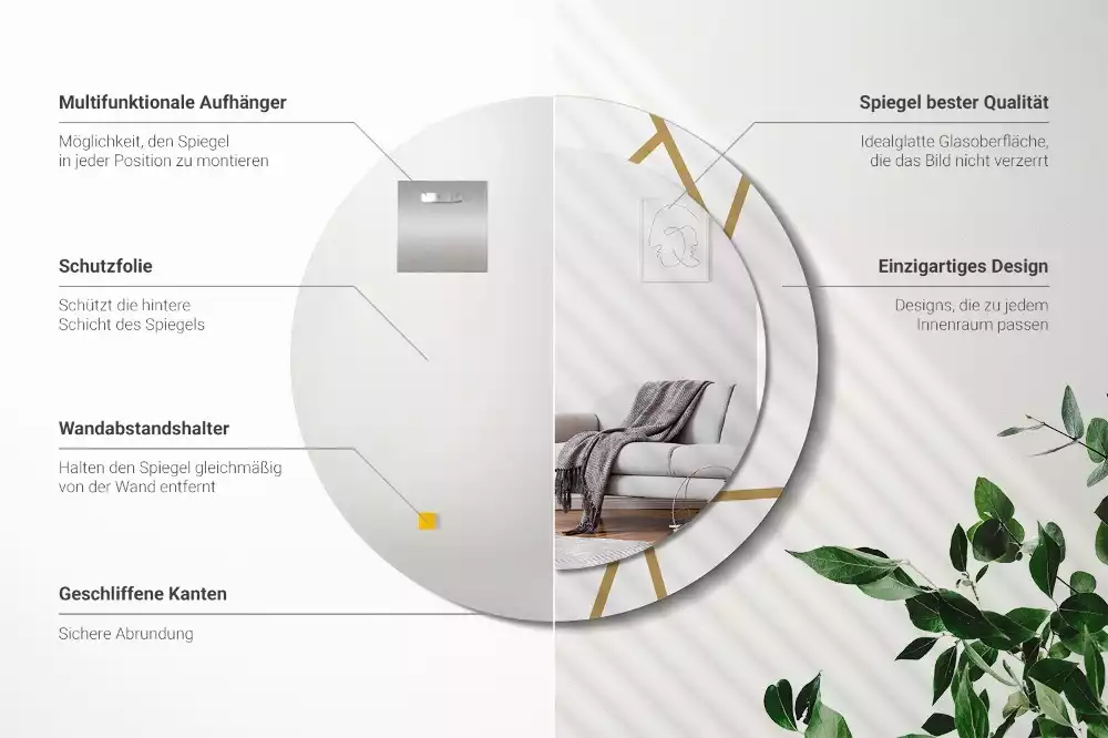 Espelho redondo decorativo Composição linear