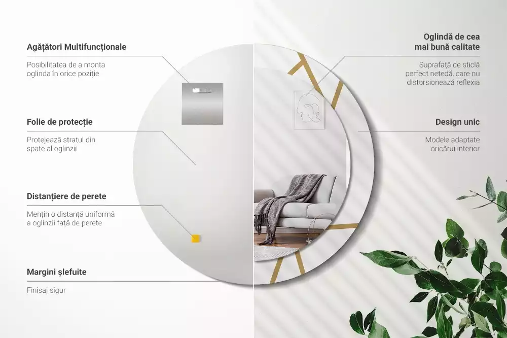 Espelho redondo decorativo Composição linear