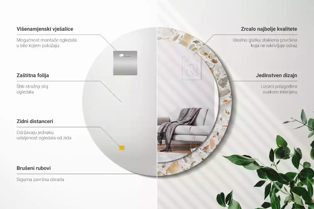 Espelho decorativo redondo Estilo terrazzo