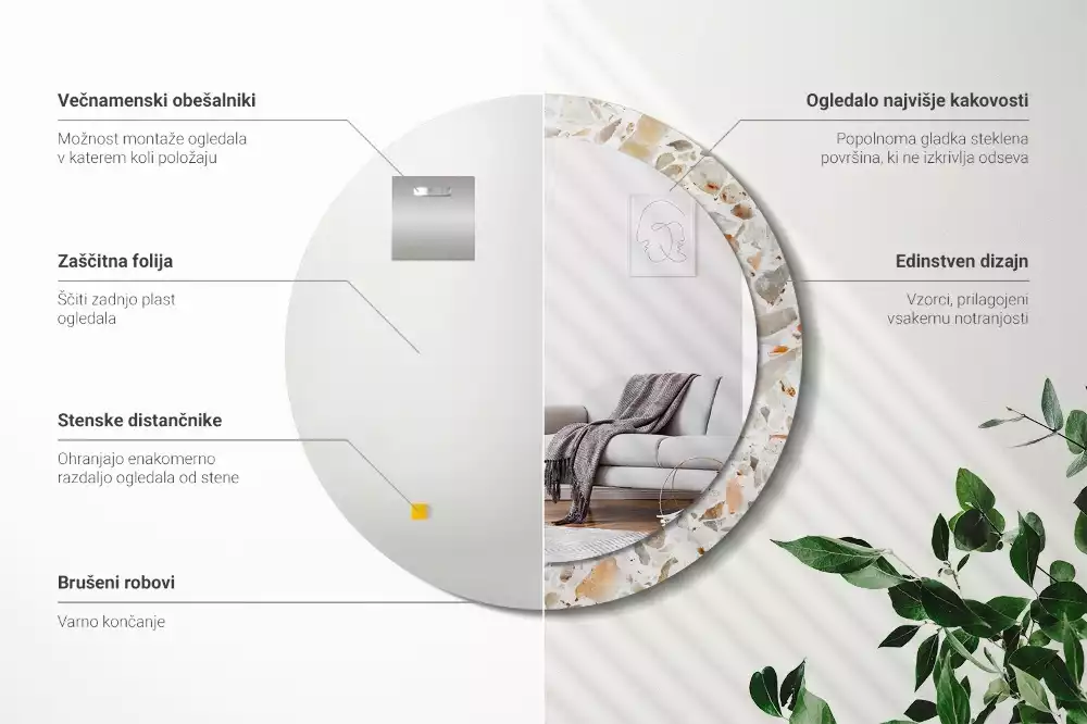 Espelho decorativo redondo Estilo terrazzo