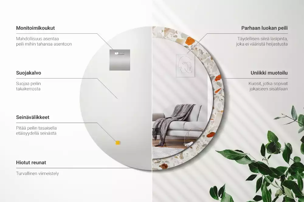 Espelho decorativo redondo Estilo terrazzo