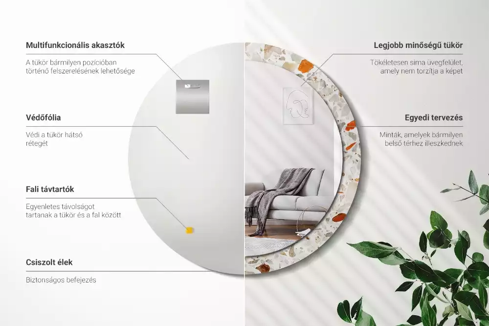 Espelho decorativo redondo Estilo terrazzo