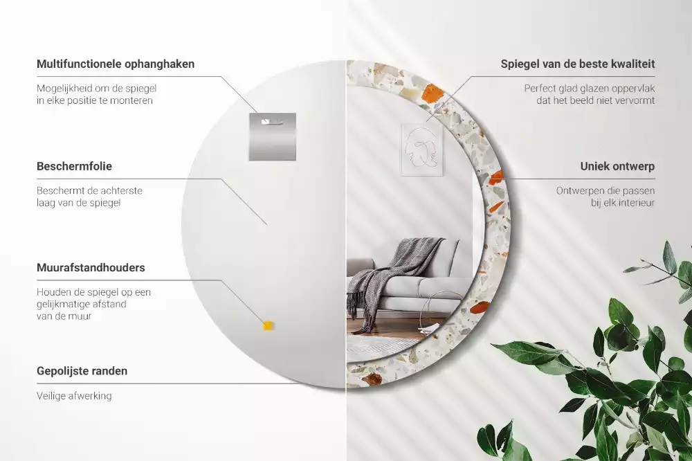 Espelho decorativo redondo Estilo terrazzo