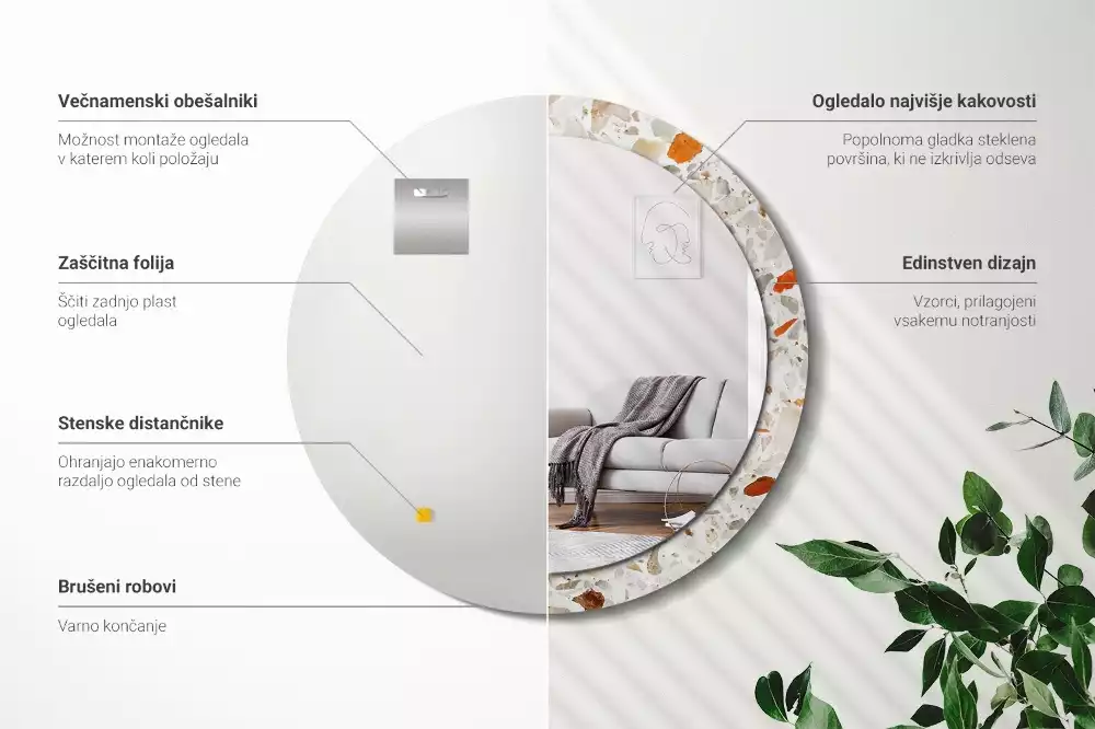 Espelho decorativo redondo Estilo terrazzo